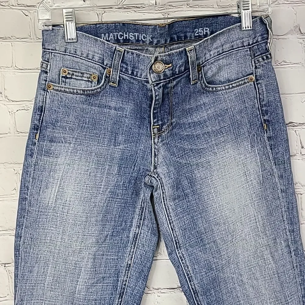 J.Crew Matchstick Jeans 25 Cloud Nine Wash Distressed Straight Leg Denim Y2K